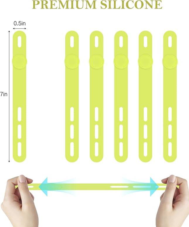 Donruby 30Pcs Silicone Cable Ties - Reusable & Washable with Adjustable Locking Buckles, High Elasticity Cable Management Straps for Home, Office, School, Travel Essential Cord Organizer (Light Green)