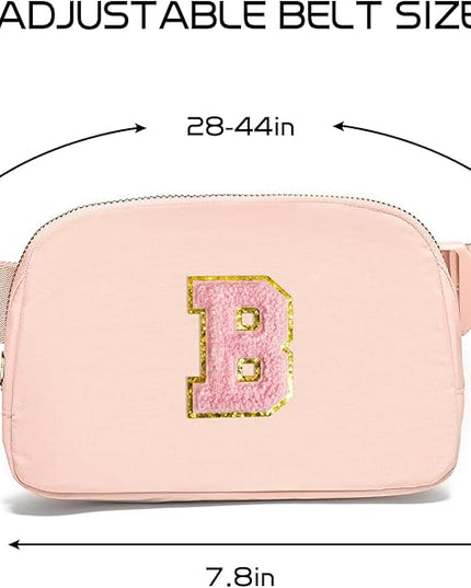 Gitus 6 7 8 9 10 Year Old Girl Gifts Belt Bag Fanny Pack Crossbody Bags with Initial Letter Patch Things for Teen Girls Easter Gifts for Girls Travel Essentials（Coral Pink-B）