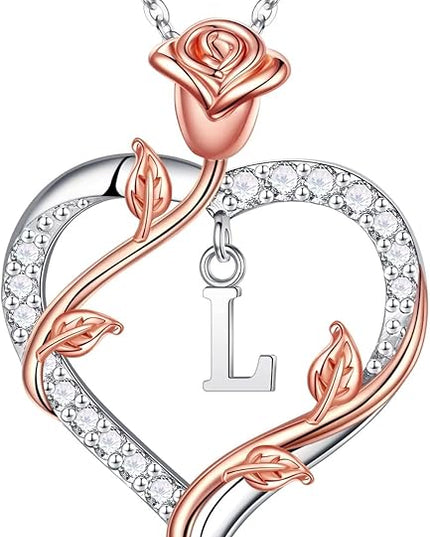 Iefil Christmas Gifts for Women Wife - 925 Sterling Silver Heart Initial Necklace, Anniversary Birthday Gifts for Women, Jewelry Gift for Wife Girlfriend Mom