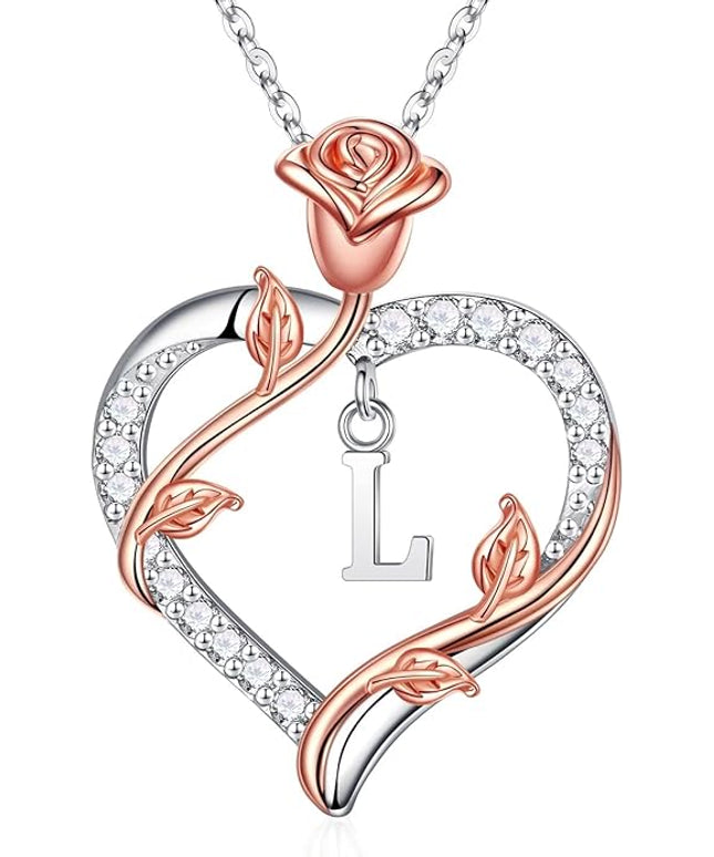 Iefil Christmas Gifts for Women Wife - 925 Sterling Silver Heart Initial Necklace, Anniversary Birthday Gifts for Women, Jewelry Gift for Wife Girlfriend Mom