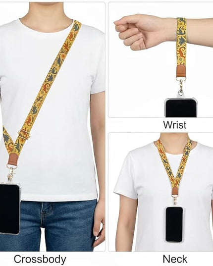 Phone Lanyard Crossbody with Wrist Strap, Adjustable Retro Dinosaur Neck & Wrist Lanyard for Phones and Case Accessories