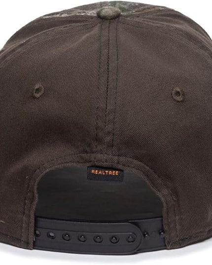 Realtree Edge Stained Camo Hunting Hat – Low Profile Structured Baseball Cap with Frayed Visor, Adjustable Snapback, One Size