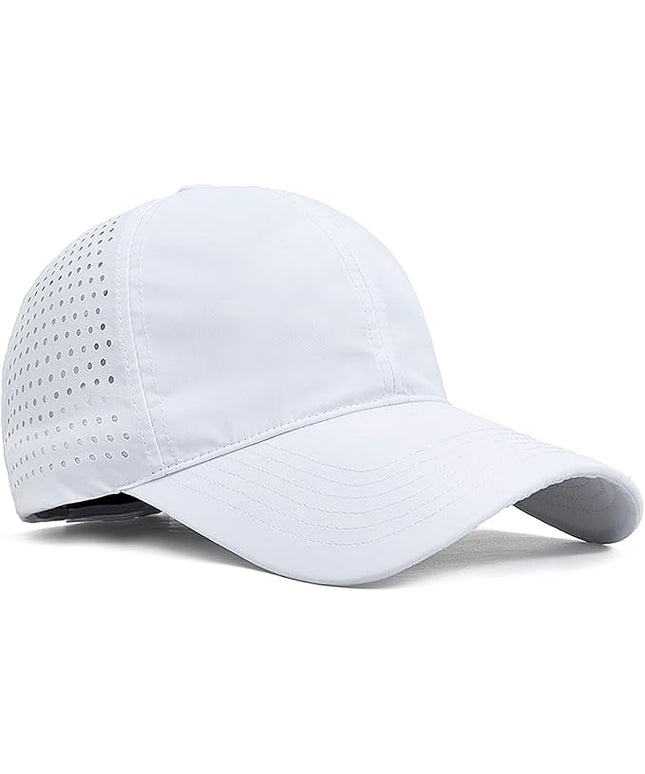 Xinveen Quick Dry Baseball Cap Curved Brim Snapback Hat Laser Cut Mesh Ball Cap Golf Ball Cap for Men Women