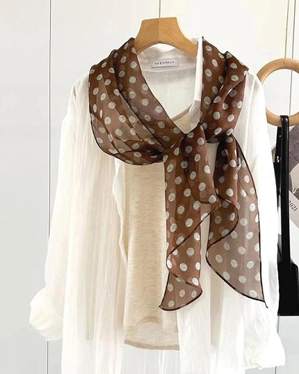 JERLA Women 100% Mulberry silk Scarf Long Large Lightweight Scarves Fashion Women Soft polka dot Print Neckerchief