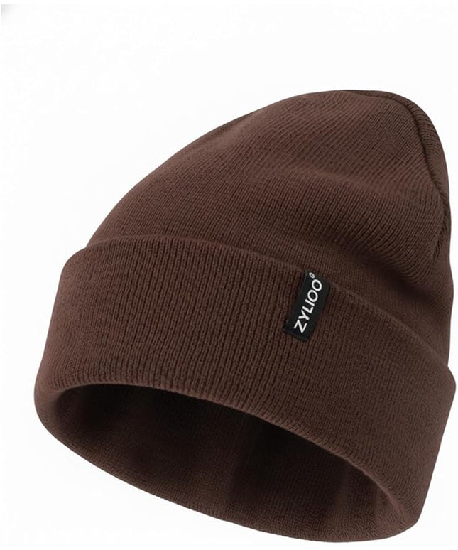 Zylioo Oversize Beanie Hats, XXL Big Size Ribbed Knit Cuffed Winter Hat for Cold Weather, Warm Skull Watch Cap