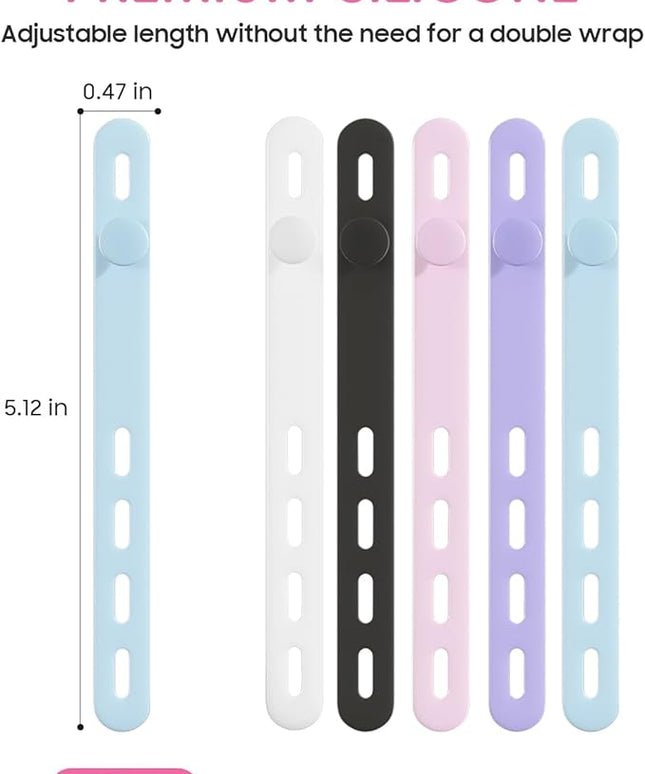 25Pack Silicone Cable Ties,Reusable Cord Organizer for Bundling Electrical Cords,Adjustable Data Cable Organizer Ties,High Elasticity Cable Straps for Home/Office/School/Travel(5 Colors)