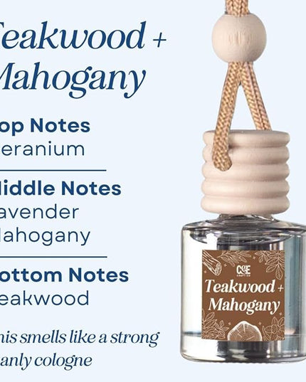 C&E Craft Co Hanging Car Air Freshener Diffuser 2 Pack, Long Lasting Fragrance Oil Car Freshener, Glass Bottle Auto Air Freshener, Made in USA (Apple & Mahogany + Teakwood & Mahogany)