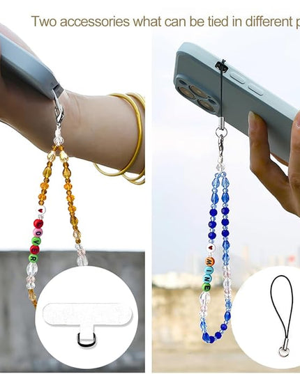 Marble Beaded Phone Wrist Strap, Cellphone Lanyard with Tether Tab, Hands-Free Wristlet Bracelet
