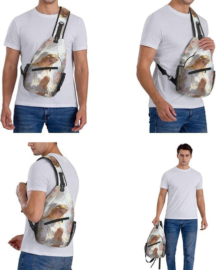 Our Lady of Guadalupe Sling Bag Crossbody Bags Clovers Chest Bag for Travel Hiking for Men Women White Mary 3