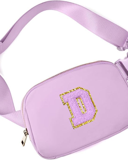 Gitus Gifts for 8 9 10 11 12 Year Old Girls Belt Bag Fanny Pack Crossbody Bags with Initial Letter Patch Cute Stuff Birthday Gifts for Teen Girls Women Personalized Trend Stuff (Lavender-D)