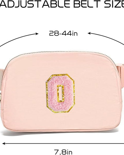Gitus 6 7 8 9 10 Year Old Girl Gifts Belt Bag Fanny Pack Crossbody Bags with Initial Letter Patch Things for Teen Girls Easter Gifts for Girls Travel Essentials（Coral Pink-O）