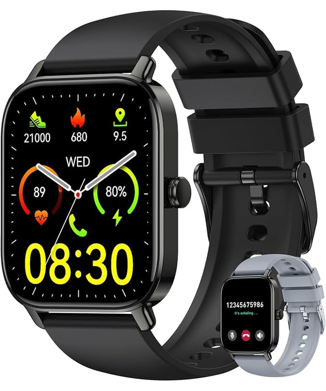 Smart Watch for Women Men Fitness: Waterproof Make Answer Call Digital Mens Watches Running Pedometer Smartwatch for Android Phone iPhone Samsung Compatible Heart Rate Monitor SpO2 Step Tracker
