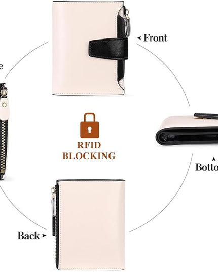 FALAN MULE Small Wallet for Women Leather Bifold Compact RFID Blocking Small Womens Wallet Purse