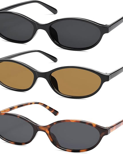 Retro Oval Cat Eye Sunglasses for Women Y2k Trendy Narrow Sunnies Designer Sun Glasses AR82253