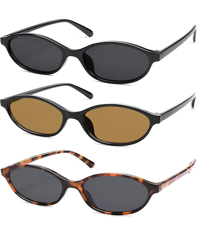 Retro Oval Cat Eye Sunglasses for Women Y2k Trendy Narrow Sunnies Designer Sun Glasses AR82253