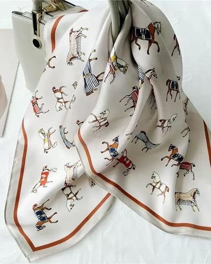 ANDANTINO 100% Pure Mulberry Silk Small Square Scarves -21'' x 21''- Digital Printed Neckerchief –Women Men Lightweight Scarf