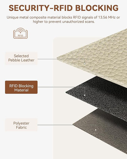 BOSTANTEN Slim Wallet for Women Small RFID Blocking Credit Card Holder Leather Bifold Wallets with Zipper Coin Pocket Khaki＆Beige