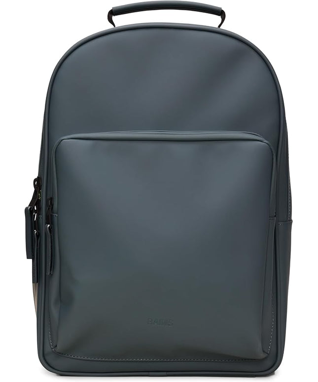 RAINS Book Daypack Large Lagoon Laptop Backpack for Men and Women, Waterproof Black Minimalist Commuter Bag with 15”-16"