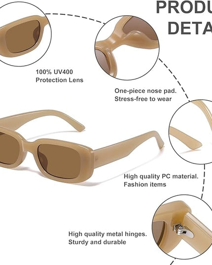 JASPIN Rectangle Sunglasses for Women Men Trendy Y2k Retro 90s Sun Glasses UV Protection Cool Square Frame