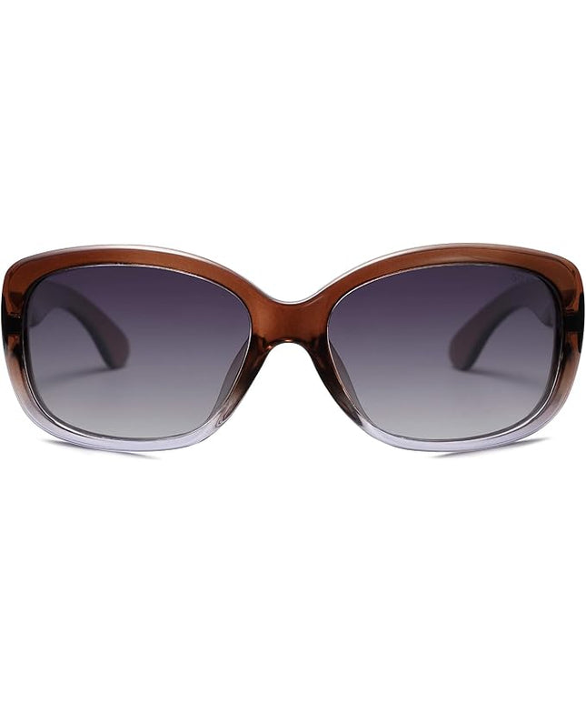 SOJOS Vintage Square Sunglasses for Women Polarized UV Protection Havana Frame SJ2111