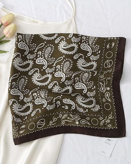 MINIDORA Satin Scarves for Women 27.5 × 27.5 inches Medium Square Elegant Silk Feeling Head Scarf