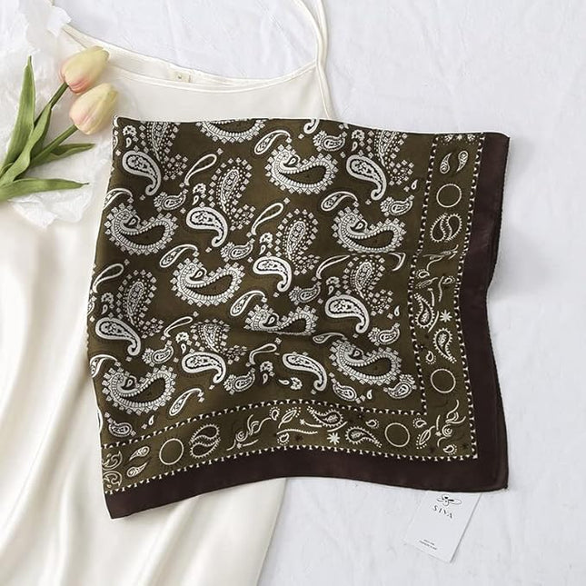 MINIDORA Satin Scarves for Women 27.5 × 27.5 inches Medium Square Elegant Silk Feeling Head Scarf