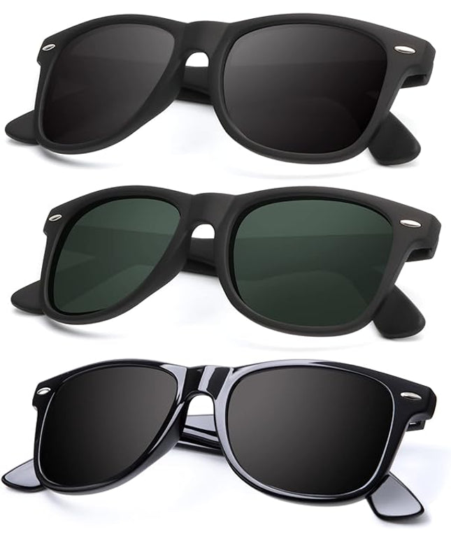 KALIYADI Polarized Sunglasses for Men and Women Matte Finish Sun glasses Color Mirror Lens UV Blocking (3 Pack)