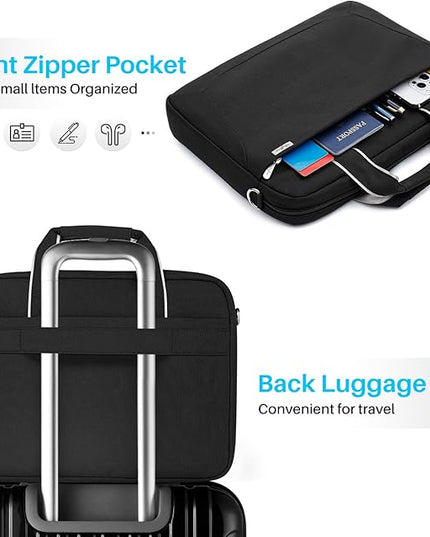 17 17.3 Inch Laptop Shoulder Bag for Men Women,Waterproof Computer Carrying Case Messenger Bag with Strap for 17"-18" HP Dell,Laptop Briefcase for Office business Travel College School,Black