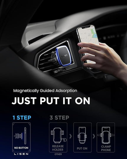 LISEN 2 Pack Magnetic Phone Holder for Your Car Mount 6 Military Magnets Car Phone Holder Mount Vent Cell Phone Holdeer Mount Vent Cell Phone Holder (Blue)