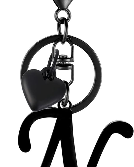 A-Z Heart Initial Letter Keychain, Stainless Steel Alphabet Charm for Handbags, Gift for Women and Girls