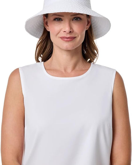 Women's Bucket Hat - UPF 50 Sun Protection - Packable & Travel Friendly - Marina in White (One Size)