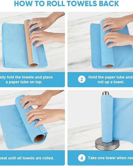 AIDEA Microfiber Cleaning Cloth Roll, 75PK, Reusable Tear Away Paper Towels, Microfiber Towels for Cars, Washable Shop Rags Blue, Lint Free Rags for House, Mechanic, Workshops, 11.5"×11.5"