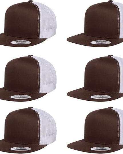 Yupoong 5-Panel YP Classic Trucker Cap | High Profile Flat Visor Snapback | OSFM | Bulk Packs Available