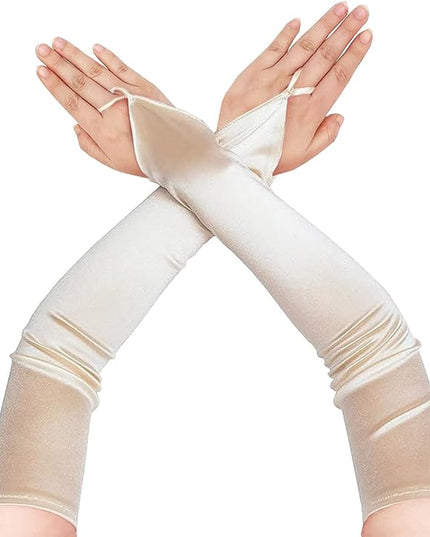 Fingerless Long Glove 1920s Satin Stretchy Elbow Length Opera Party Gloves