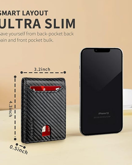 RUNBOX Wallet for Men Slim 11 Credit Card Holder Slots Leather RFID Blocking Small Thin Men's Wallet Bifold Minimalist Front Pocket Large Capacity Gift Box