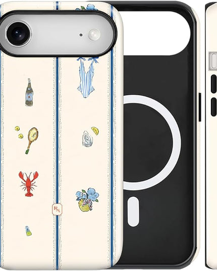 Magnetic for iPhone 17 Air Case Cute Frog Stripes Phone Case, Summer Shockproof Slim TPU and Hard PC Protective Phone Cover Compatible with MagSafe Designed for Women Girls