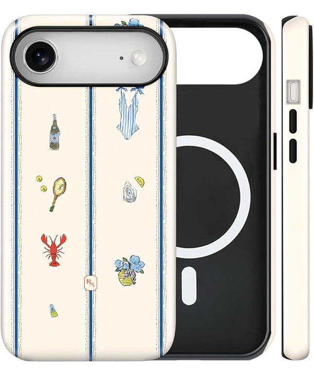 Magnetic for iPhone 17 Air Case Cute Frog Stripes Phone Case, Summer Shockproof Slim TPU and Hard PC Protective Phone Cover Compatible with MagSafe Designed for Women Girls