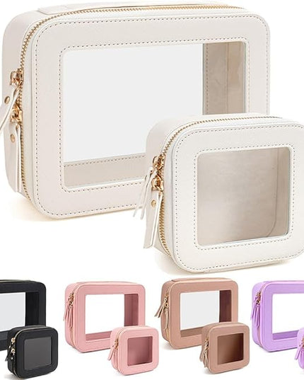 Travel Clear Makeup Bag Set, TSA Approved Cosmetic Bag Case with Zipper Portable Makeup Pouch Toiletry Bag Traveling Cosmetic Organizer Storage Bag Car Organizer Car Essentials