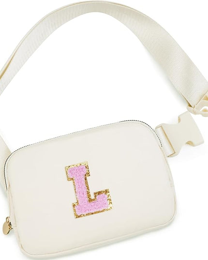 Uygafly Valentines Day Birthday Gift for Kids Teen Girls - Birthday Gifts for Girl,Personalized Fanny Pack Crossbody Bag Gifts for Women Teacher Preppy - Gift for 5-10 Year Old Girls - Cream,L