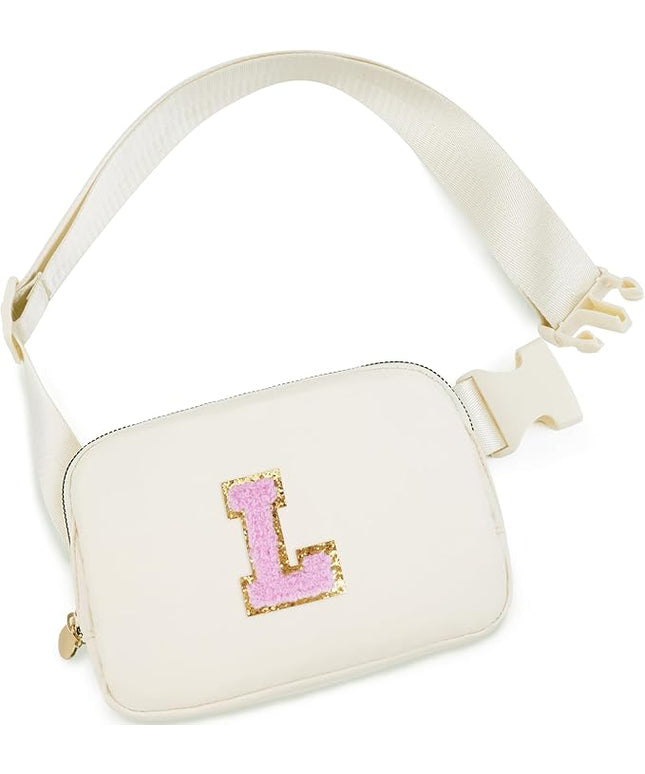 Uygafly Valentines Day Birthday Gift for Kids Teen Girls - Birthday Gifts for Girl,Personalized Fanny Pack Crossbody Bag Gifts for Women Teacher Preppy - Gift for 5-10 Year Old Girls - Cream,L
