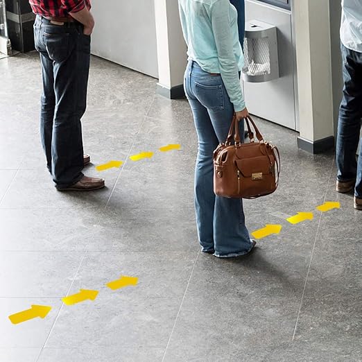 Arrow Floor Sticker Tape 3"6" Floor Marking Sign 200 PCS Decal Yellow