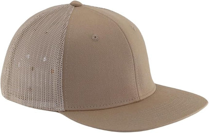 Flat Bill Snapback Mesh Hats | Fits OSFM & XXL Big Head | Blank Solid Color Adjustable Trucker Hat for Men