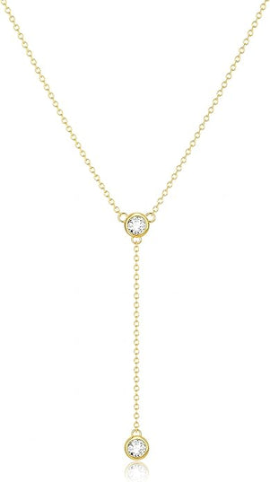 Tewiky Dainty 14k Gold Plated/Silver Cubic Zirconia Necklaces for Women, Simple CZ Jewelry Necklaces Trendy Gifts