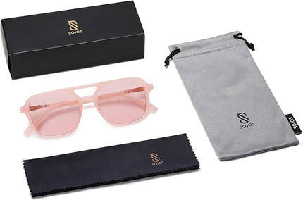 SOJOS Retro Aviator Sunglasses for Women Men,Trendy Rectangle Womens Mens Shades Sun Glasses SJ2202