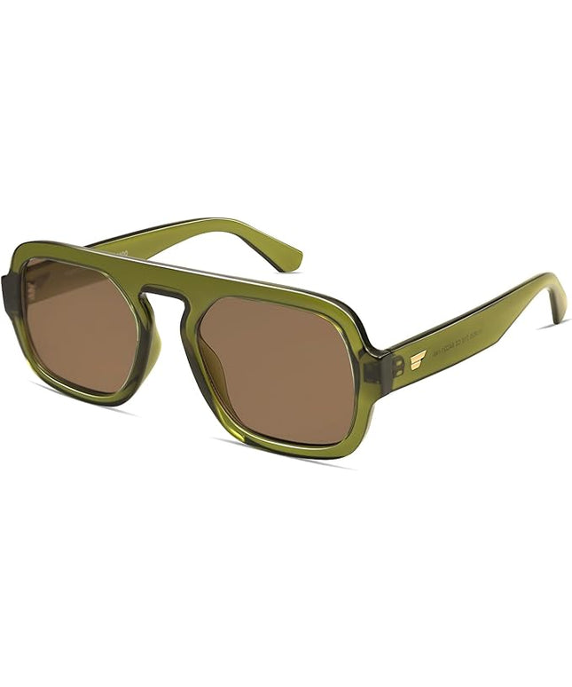 VANLINKER Oversized Retro Square Aviator Sunglasses for Women Men 70s Vintage Style Trendy Big Flat Top Sun Glasses VL9826