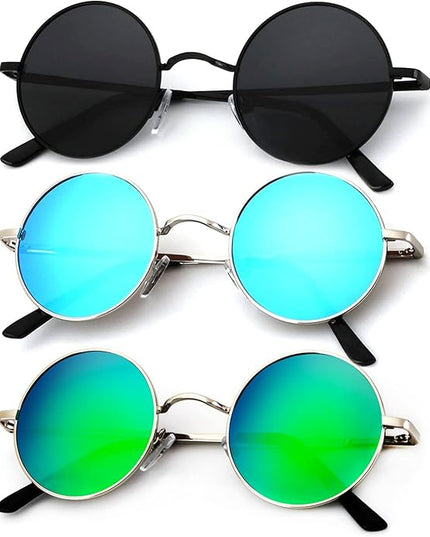 KALIYADI Round Polarized Sunglasses for Men Women Retro Metal Hippie Circle Style Sun Glasses UV Protection