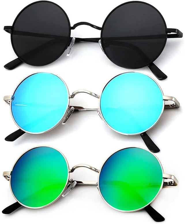 KALIYADI Round Polarized Sunglasses for Men Women Retro Metal Hippie Circle Style Sun Glasses UV Protection