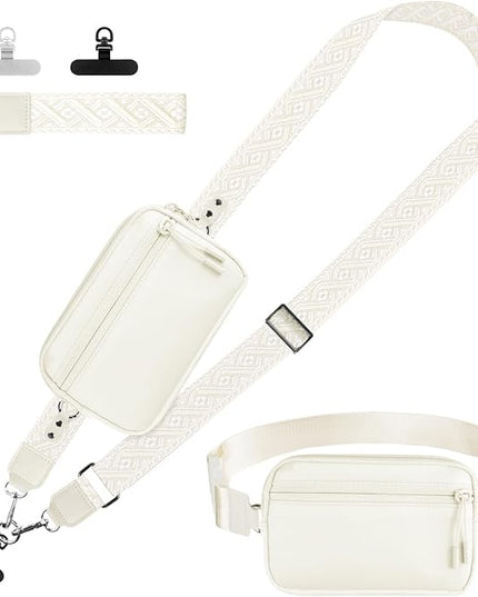 Phone Strap Crossbody, Clip and Go Strap for Phone with Wallet Crossbody, Adjustable Phone Lanyard Belt Strap with Detachable RFID Wristlet Wallet (XL-Cream)