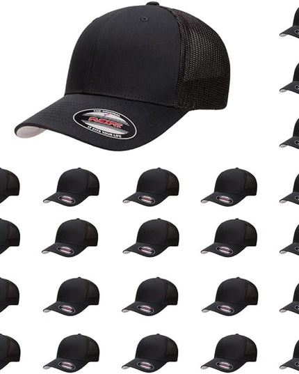 Flexfit 6511 Fitted Mid-Profile Stretchable Mesh Panels Trucker Cap | Bulk Pack Available