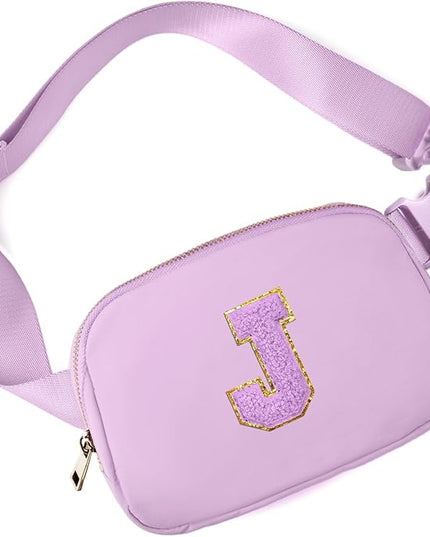 Gitus Gifts for 8 9 10 11 12 Year Old Girls Belt Bag Fanny Pack Crossbody Bags with Initial Letter Patch Cute Stuff Birthday Gifts for Teen Girls Women Personalized Trend Stuff (Lavender-J)